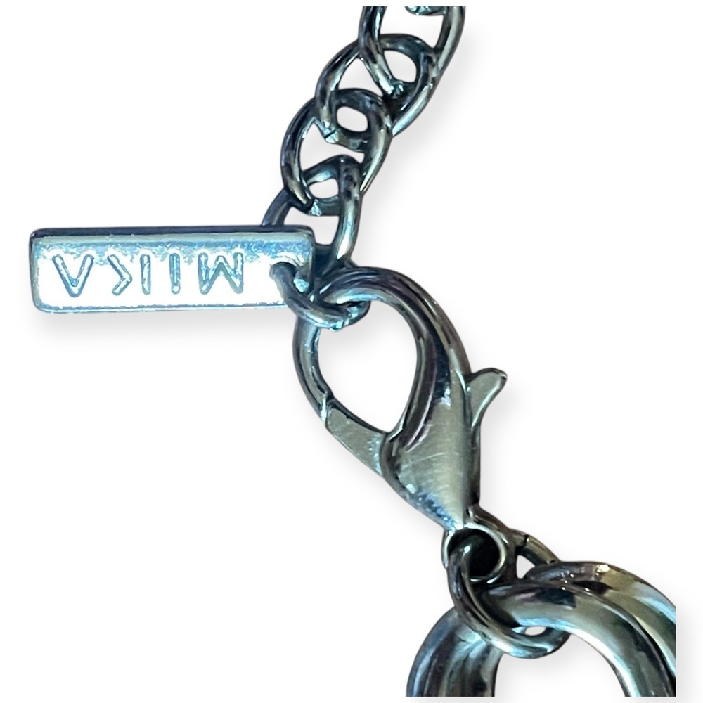 Mika Signed Silver Tone Statement Collar Necklace… - image 5